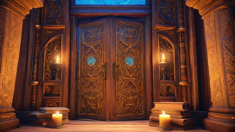mysterious wooden door 4k wallpaper whispers of ancient knowledge scaled