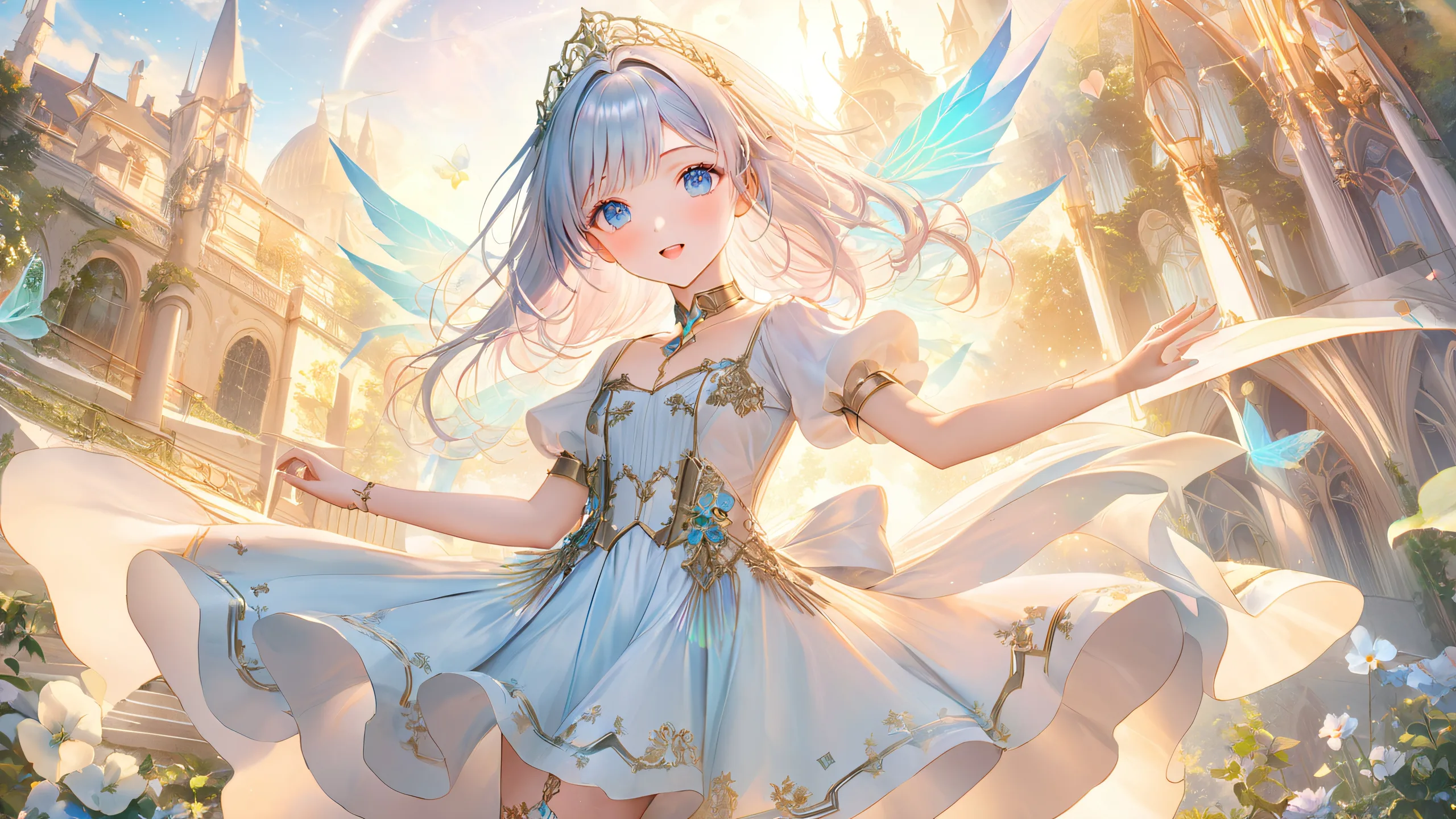 Mystic Maiden's Enchanted Realm 4K Desktop Wallpaper A serene and mystical desktop scene featuring a maiden-like humanoid with an ethereal glow, surrounded by glowing luminescent trees and ancient structures.