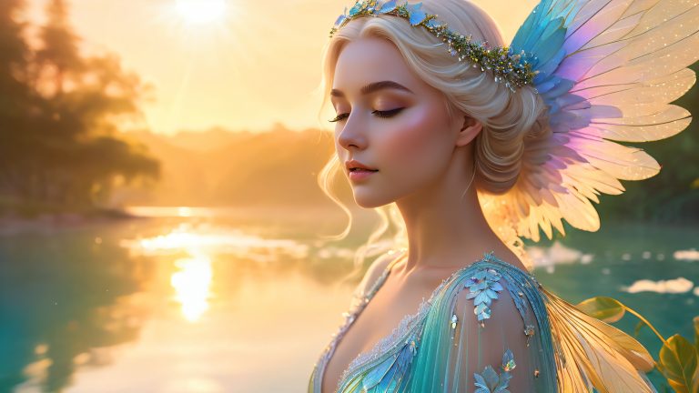 mystical angel at sunset 4k fantasy wallpaper scaled