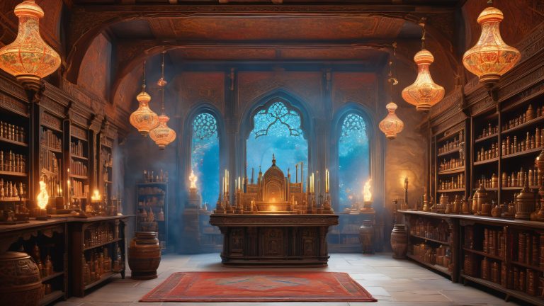 mystical apothecary shop 4k wallpaper scaled