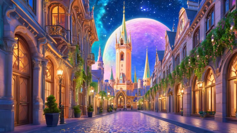 mystical cityscape fantasy wallpaper 4k desktop background scaled