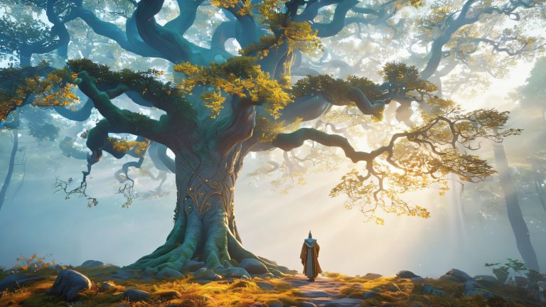 mystical cleric primeval forest 4k wallpaper scaled