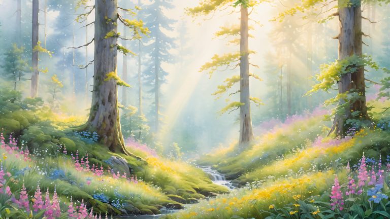 mystical forest watercolor wallpaper scaled