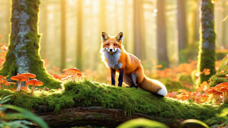 mystical fox whimsical forest wallpaper scaled