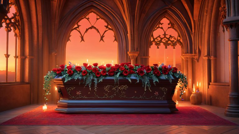 mystical gothic coffin 4k wallpaper scaled