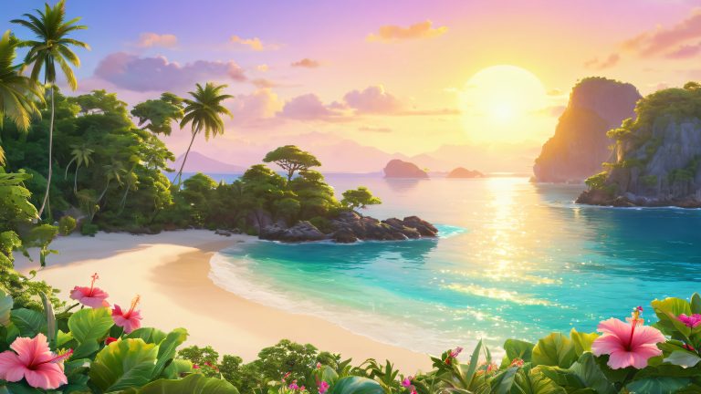 mystical isle tropical paradise sunset 4k scaled