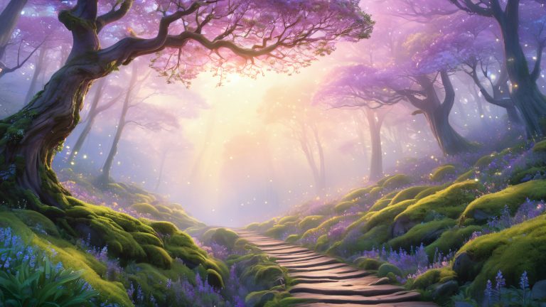 mystical moonlit forest wallpaper 4k fireflies scaled