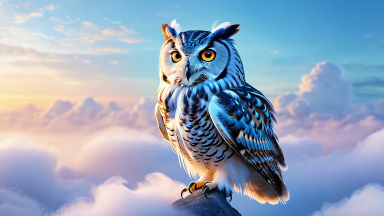 mystical owl swirling clouds 4k wallpaper scaled