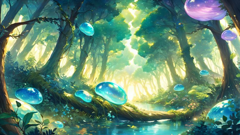 mystical slime ancient forest wallpaper scaled