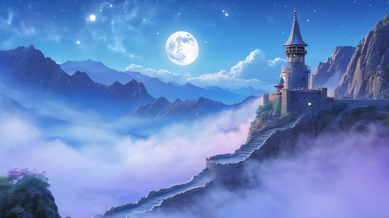 mystical tower ethereal clouds and ancient lore scaled