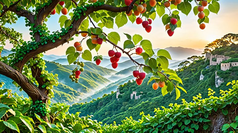 mystical tree branch 4k wallpaper vibrant fruits ancient wisdom scaled