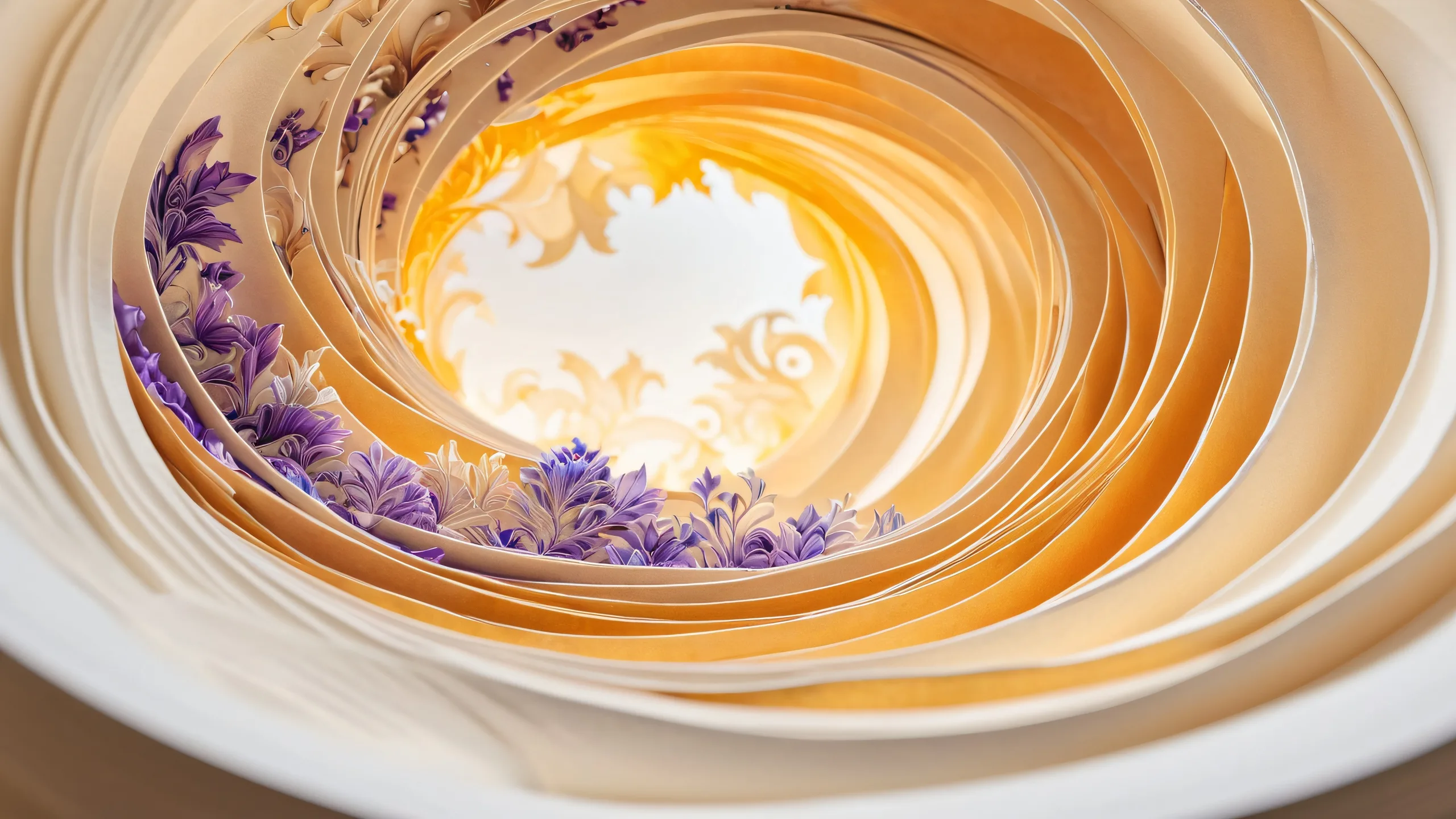 Stunning Mythic Origami Portal 4K Wallpaper An imaginative desktop wallpaper featuring an intricate, swirling ink vortex with a glowing origami center, perfect for PC or laptop backgrounds.