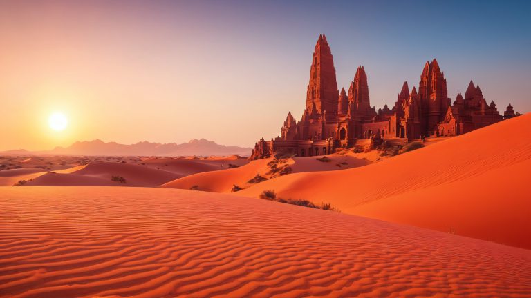 mythical crimson oasis 4k wallpaper scaled