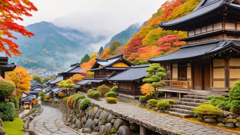 narai juku autumn landscape wallpaper scaled