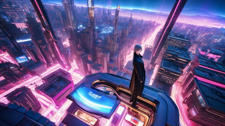 neon city contemplation scaled