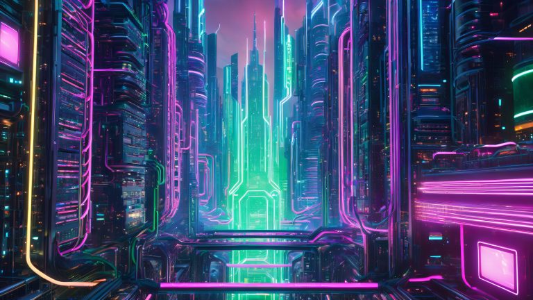 neon cityscape futuristic cyberpunk wallpaper 4k scaled