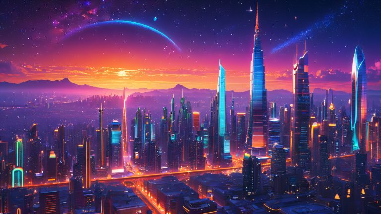 neon cityscape futuristic metropolis pulse scaled