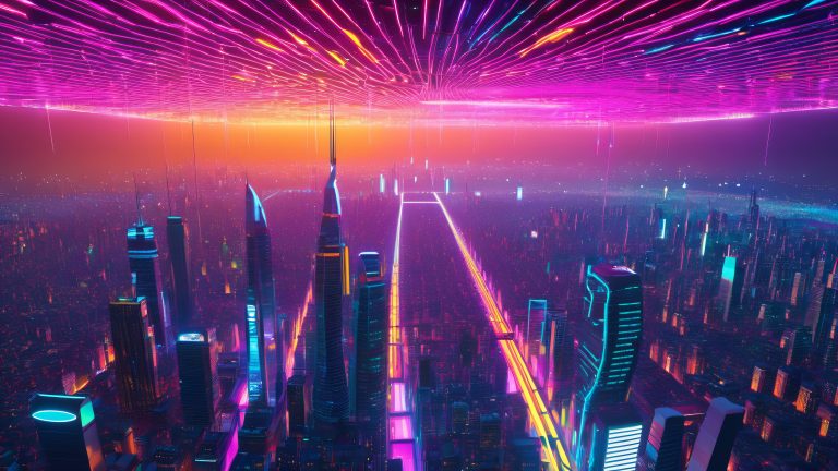 neon cityscape hacked scaled