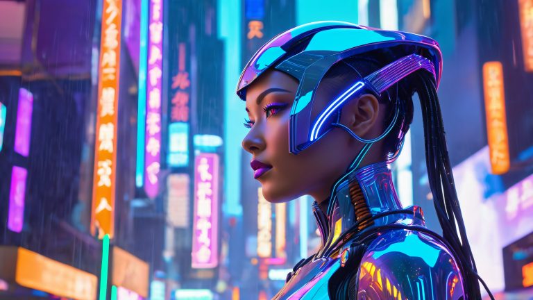 neon cyborg cityscape scaled