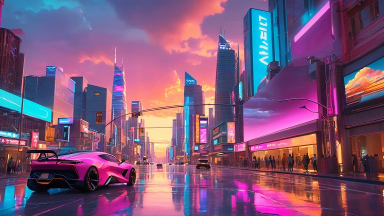 neon metropolis at dusk scaled