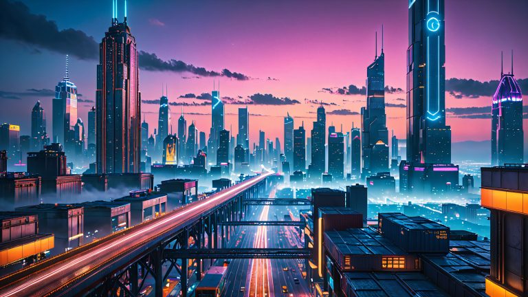 neon metropolis cyberpunk cityscape sam porter bridges scaled