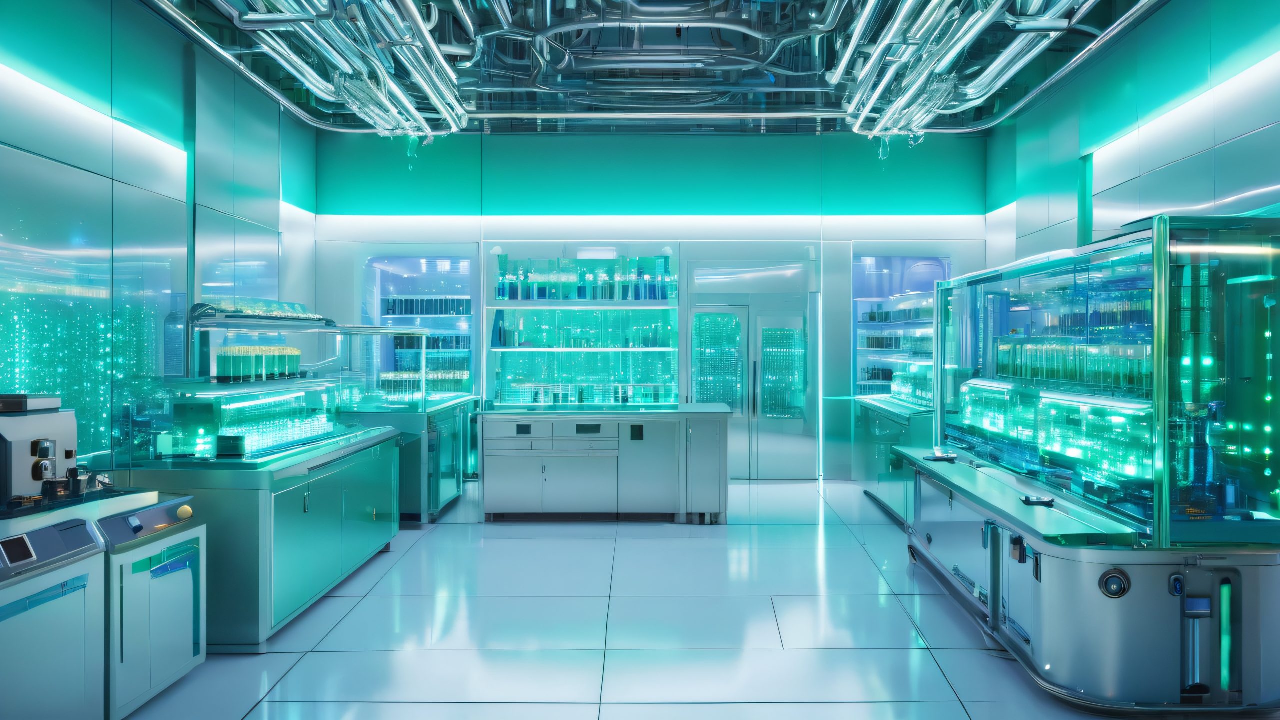 Futuristic neural network architecture glows softly on a desktop/pc with iridescent fireflies and shimmering silver threads.