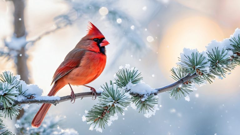northern cardinal winter scene 4k wallpaper scaled