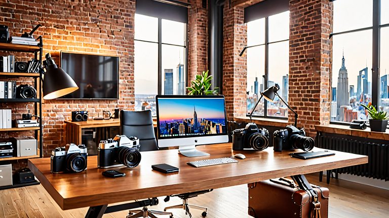 organized workspace cameras cityscape 4k scaled