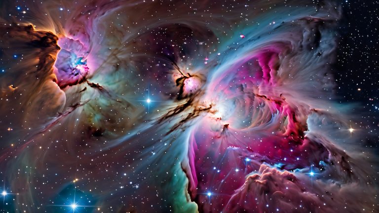 orion nebula swirling gas clouds stars scaled