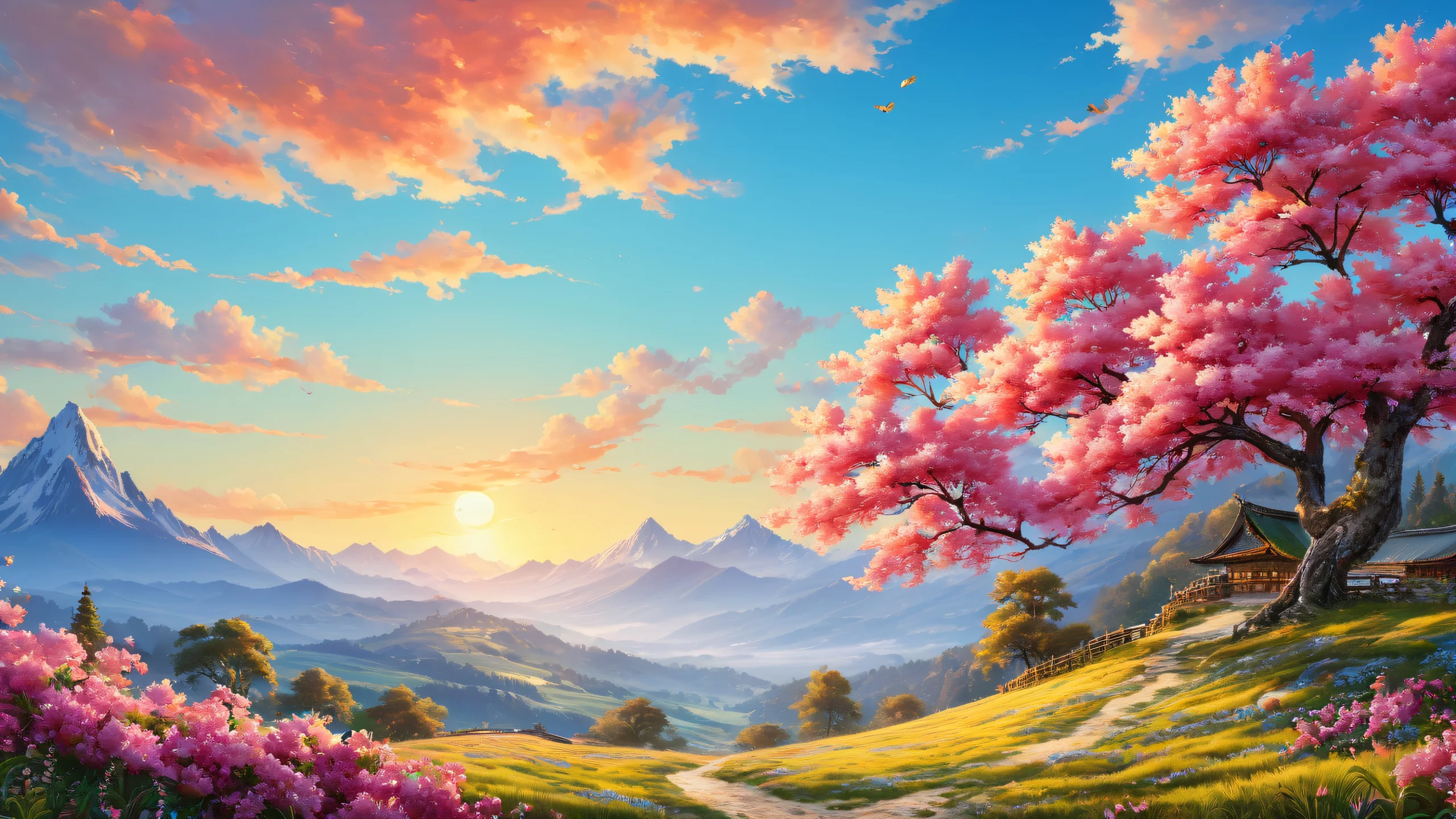 4K Painterly Brushstrokes Desktop Background A stunning piece of digital art featuring painterly brushstrokes and high-contrast colors.