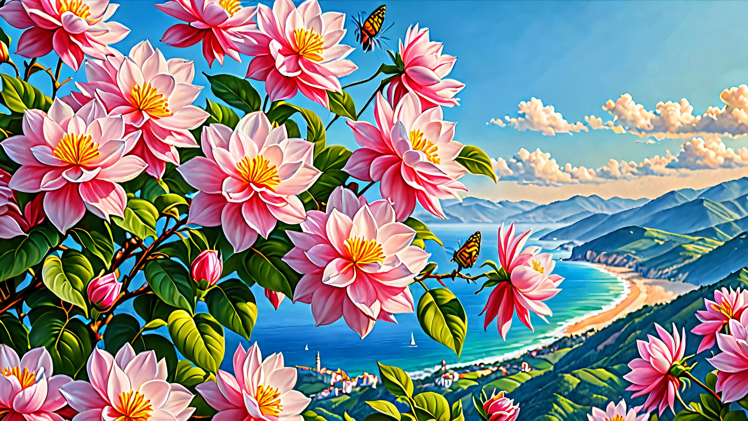 Painterly Masterpiece 4K Desktop Wallpaper A mixed media artwork with intricate brushstrokes and vibrant colors