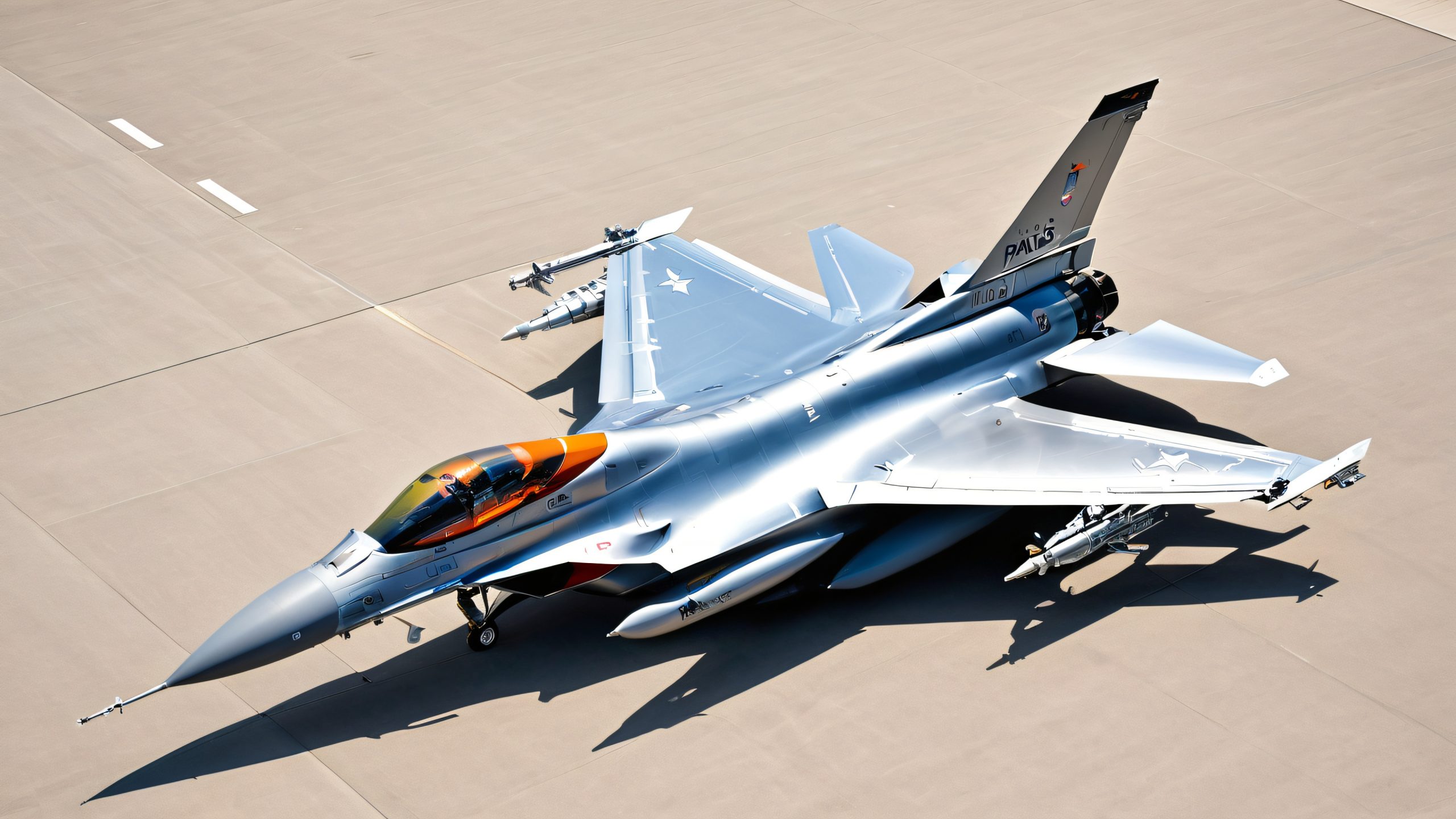 Paris Airshow F-16 Viper 4K UHD Widescreen A sleek silver F-16 Viper fighter jet at the Paris Airshow 2025, with a crowd of spectators in the background, for desktop/PC use.
