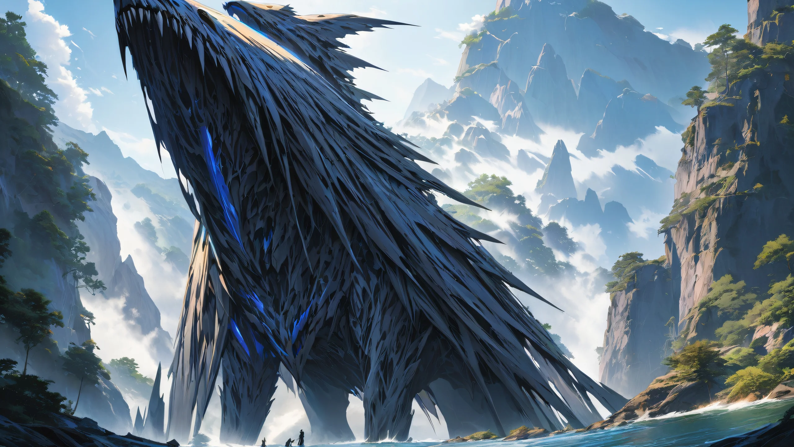 Epic Silhouette Cityscape Night 4K Desktop Wallpaper A stunning anime-inspired silhouette cityscape at night, with intricate details and textures.