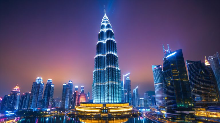 petronas twin tower nighttime panorama 4k wallpaper scaled