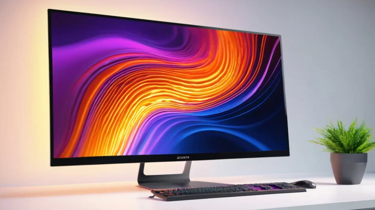 Mesmerizing pixel stream on a sleek futuristic computer screen for Desktop/PC use