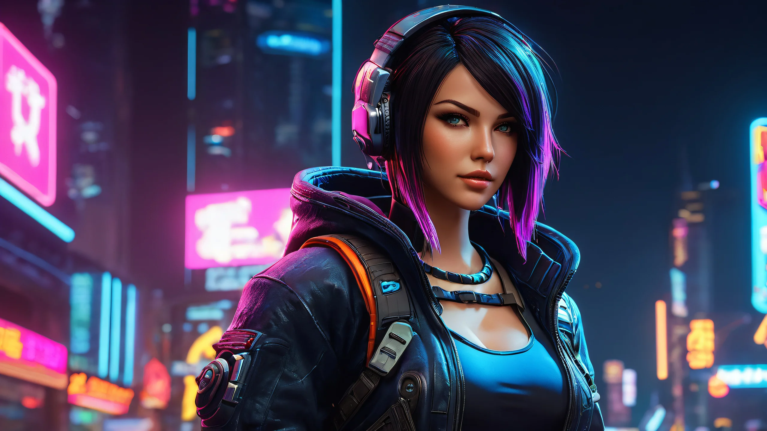 Ultra HD Pixelated Cityscape Wallpaper A stunning 4K desktop wallpaper featuring video game characters in a dramatic urban landscape with neon lights and dark tones.