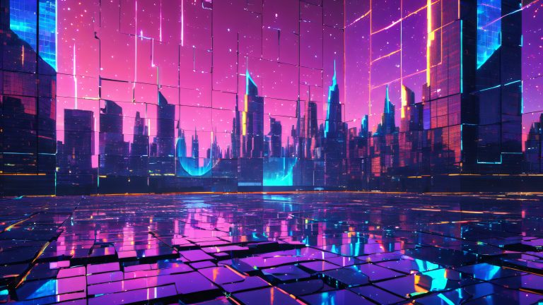 pixelated grid 4k cyberpunk wallpaper scaled