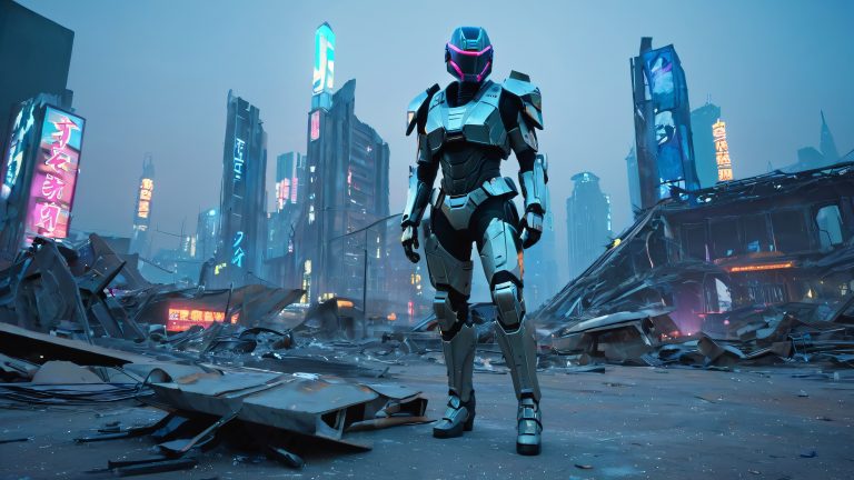 post apocalyptic cityscape futuristic ruins at dusk 4k wallpaper scaled