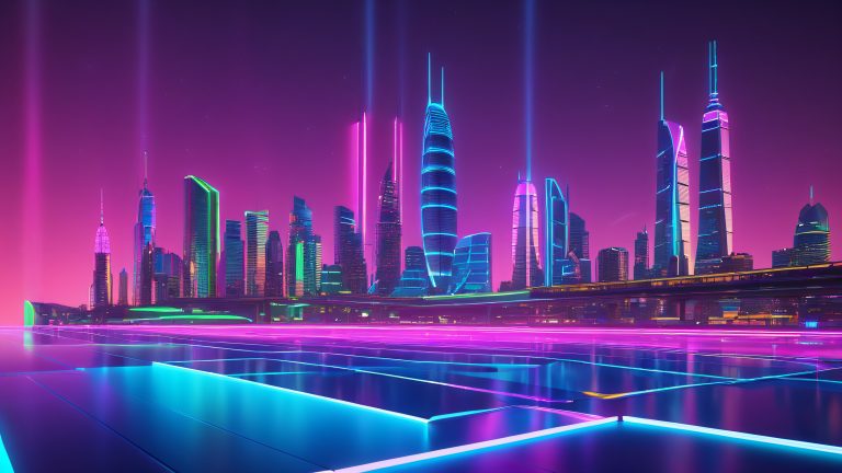 pulsing neon cityscape scaled