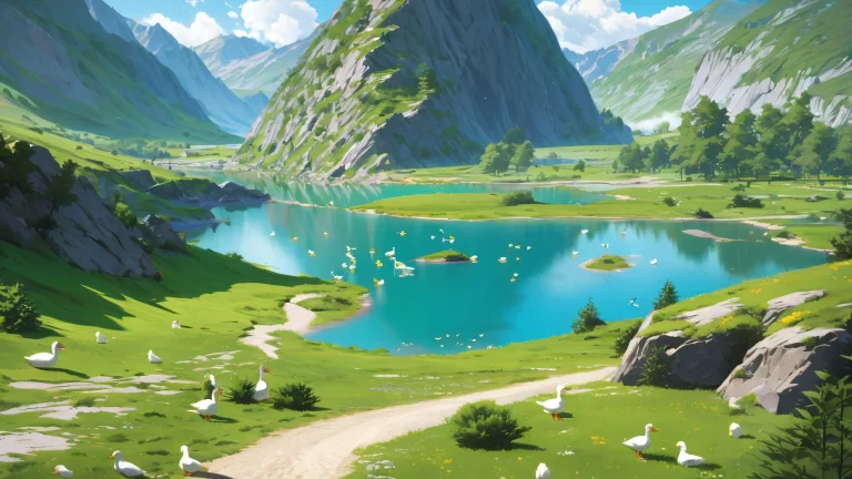 A stop motion animation of ducks in a natural setting, showcasing brown and white feathers.