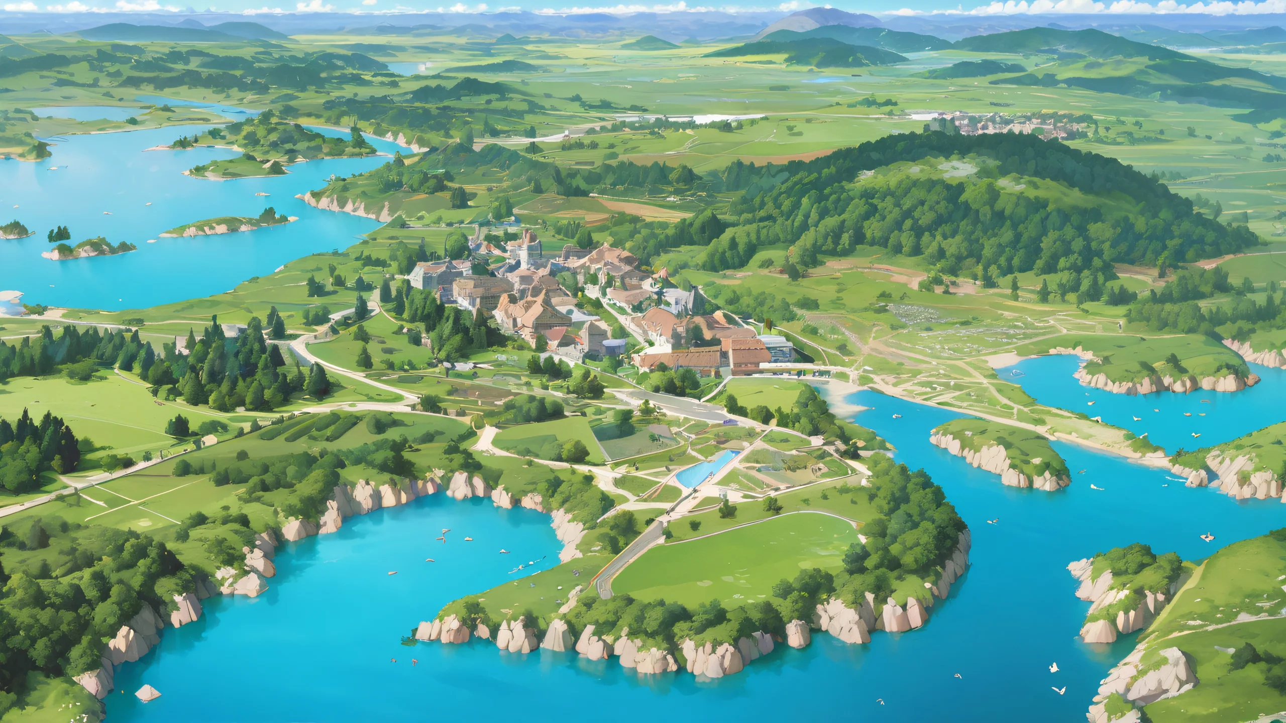 A stop motion animation of ducks and grasses in a serene meadow at daytime.