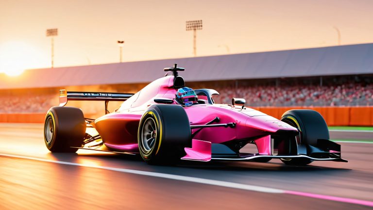 racing car sunset formula one track 4k high quality wallpaper scaled