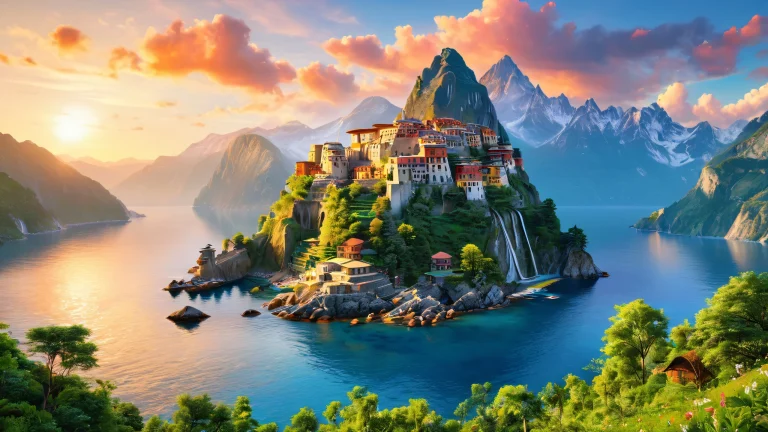 A serene and vibrant forest landscape with realistic details