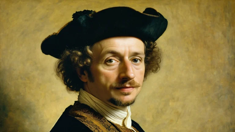 Breathtaking desktop wallpaper featuring a stunning Rembrandt-inspired illusion on an organic 35mm film background, suitable for PC/ Desktop use.