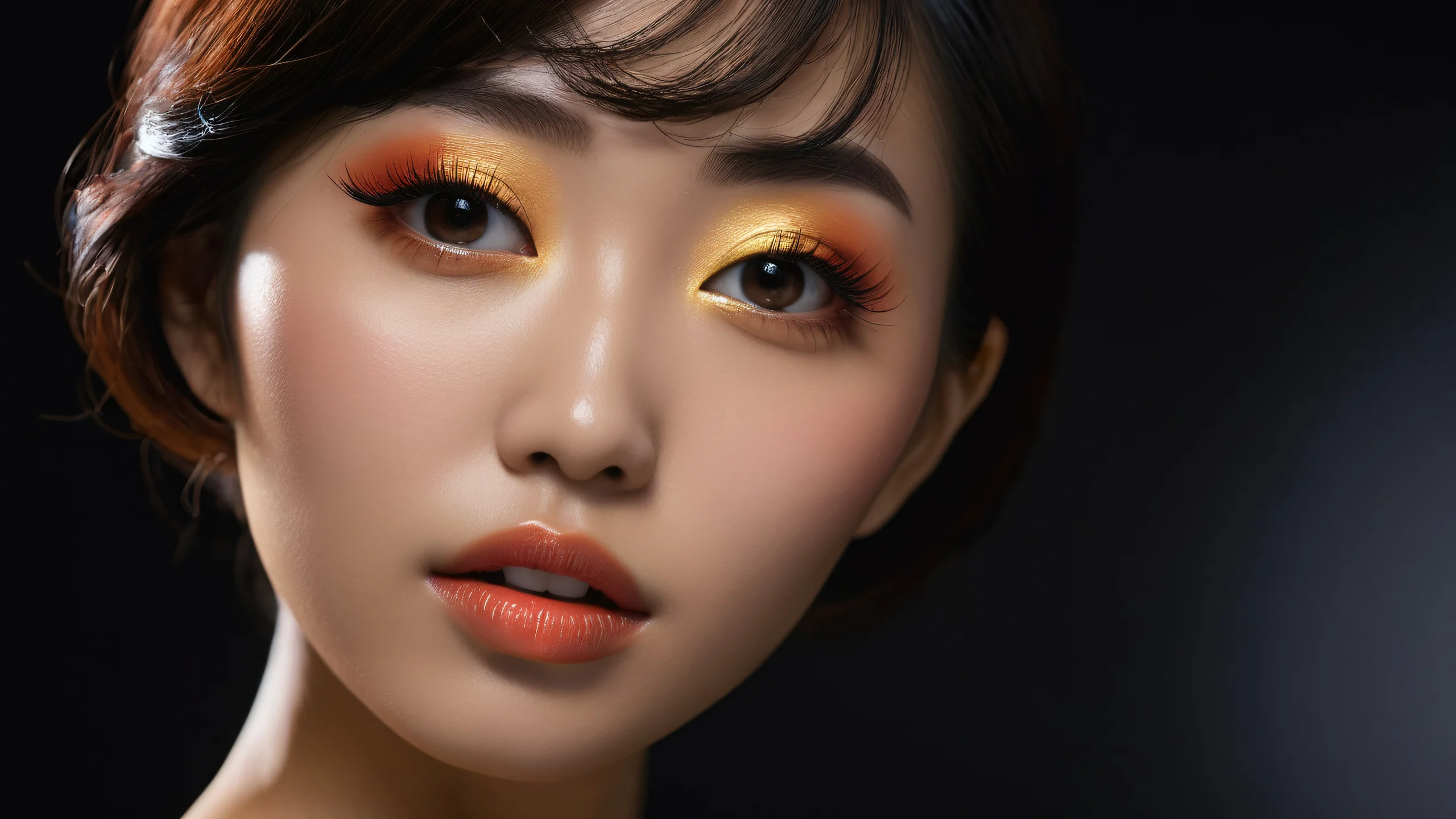 Macro shot of Rena Watanabe's skin with extreme depth of field and creamy bokeh.