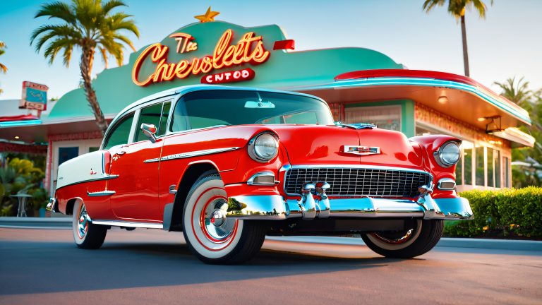 retro 4k wallpaper 1955 chevrolet bel air vintage diner scaled