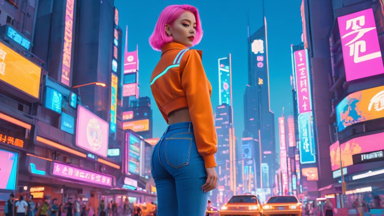 retro cyberpunk denim jeans 4k wallpaper scaled