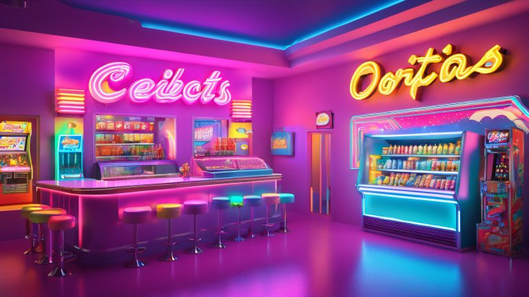 retro futuristic buffet wallpaper 4k vintage neon scaled