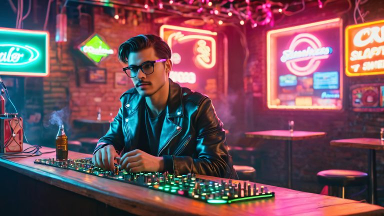 retro futuristic hackers lair 4k wallpaper scaled