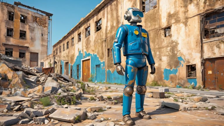 retro futuristic vault boy post apocalyptic ruins scaled